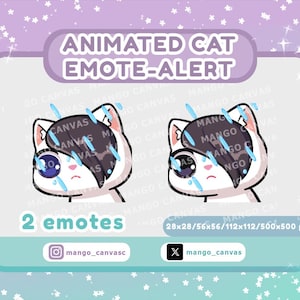 Animated White Cat Emote Alert /Emo Emote-Alert