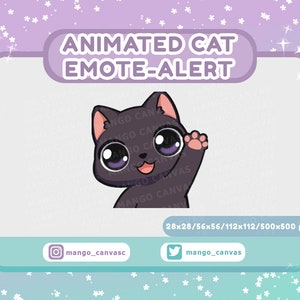 Geanimeerde zwarte kat-emotemelding/Hi-emotemelding