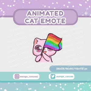 Animated Pink Cat Emote-Pride Flag Emote
