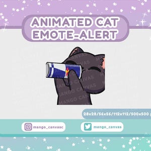Alerta de emoticón de gato negro animado/Alerta de emoticón de bebida