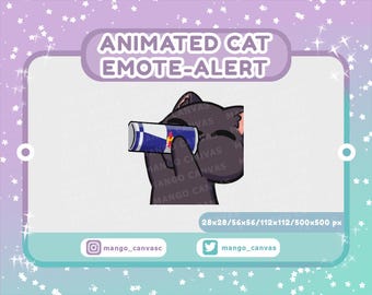 Animated Black Cat Emote-Alert/Drink Emote-Alert
