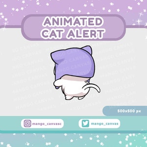Alerta animada de gato blanco: alerta de agitación