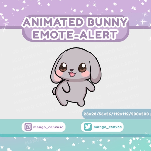 Animated Gray Bunny Emote-Alert