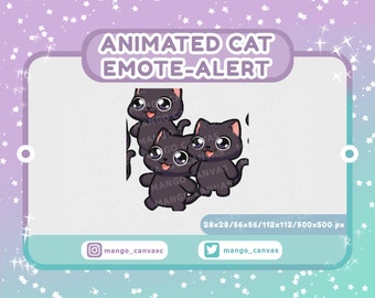 Animated Black Cat Emote Alert /Raid Emote-Alert