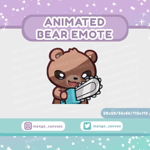 Geanimeerde beer-emote: kettingzaag-emote