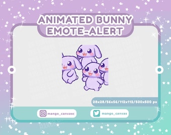 Animated Purple Bunny Emote Alert /Raid Emote-Alert