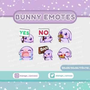 Twitch Emotes-Purple Bunny Emotes Set 3