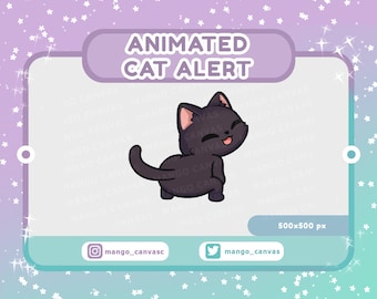 Animated Black Cat Alert-Twerk Alert