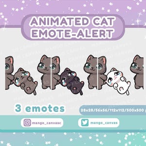 Geanimeerde grijze kat emotemelding/come here-emotemelding