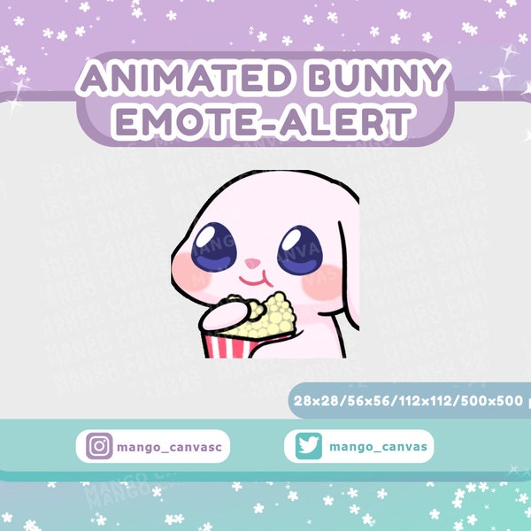 Geanimeerde Bunny Emote-waarschuwing / Popcorn-emote-waarschuwing