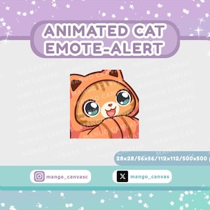 Geanimeerde oranje kat emote-waarschuwing/gezellige emote-waarschuwing