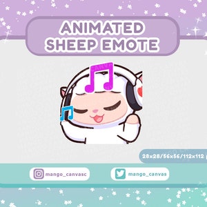 Geanimeerde schapen-emote: muziek-emote