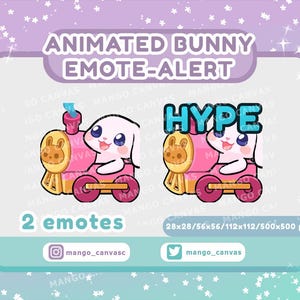 Emote-waarschuwing met animatie konijn/emote-waarschuwing voor hype-treinen