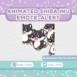 Geanimeerde zwarte Shiba Inu-emote-waarschuwing / Raid-emote-waarschuwing
