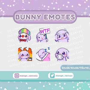 Twitch Emotes-Purple Bunny Emotes Set 2