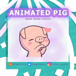 Cerdo animado Emote-Cute Kawaii Piggy Piglet Oink Farm