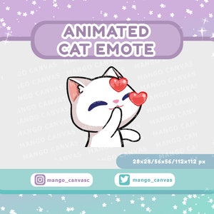 Geanimeerde witte kat-emote-kus-emote