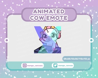 Animierte rosa Kuh Emote-DJ Emote