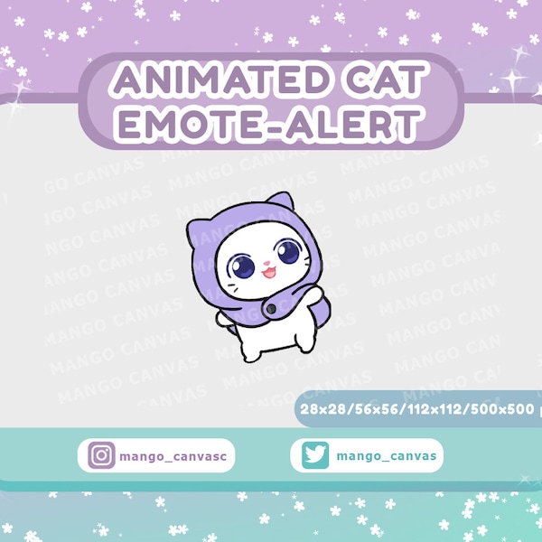 Animated White Cat Alert-Emote