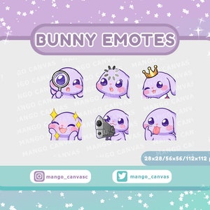 Twitch Emotes-Purple Bunny Emotes Set 4