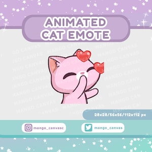 Geanimeerde roze kat-emote-kus-emote