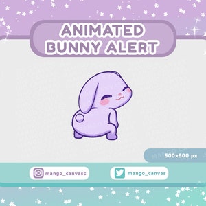 Animated Purple Bunny Alert-Twerk Alert