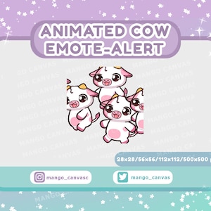 Geanimeerde roze koe-emotemelding/inval-emotemelding