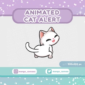 Geanimeerde witte kat-waarschuwing-Twerk-waarschuwing