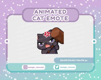 Animated Black Cat Emote-White Cat Bonk emote