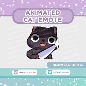 Geanimeerde zwarte kat-emote-mes-emote