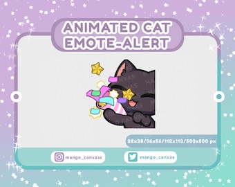 Animated Black Cat Emote Alert /Party Emote-Alert