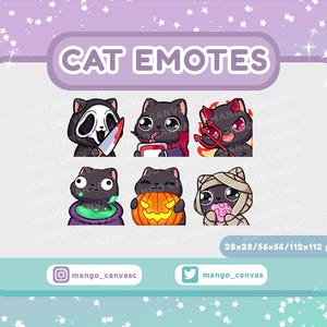 Twitch Emotes-Black Cat Halloween Emotes Set 2