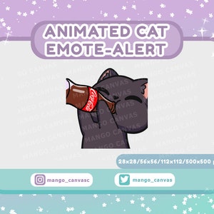 Animated Black Cat Emote-Alert/Drink Emote-Alert