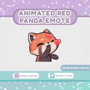 Emoticono de beso de panda rojo animado