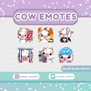 Twitch Emotes-Pink Cow Emotes Set 7