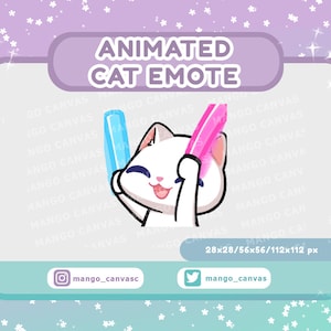 Geanimeerde witte kat-emote: lightstick-emote