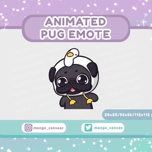 Geanimeerde Black Pug Emote-Wiggle Emote