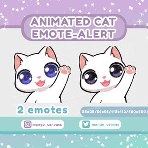 Alerta de gesto de gato blanco animado/Hola Emote-Alert