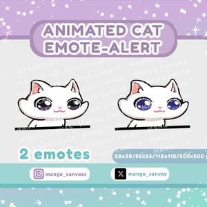 Animated White Cat Emote Alert /HeadBang Emote-Alert