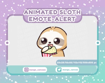 Animated Sloth Emote Alert /Popcorn Emote-Alert