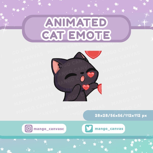 Emote animé chat noir : emote baiser