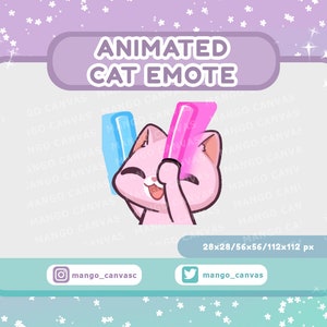 Geanimeerde roze kattenemote: lightstick-emote