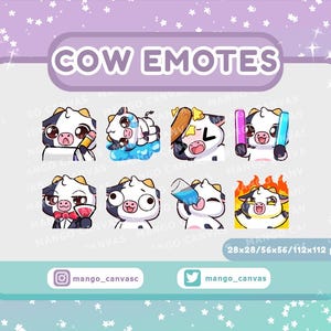 Lot de 12 émoticônes vache