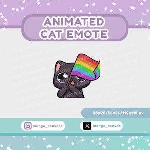 Animerad svart katt-emote - Pride-flagga-emote