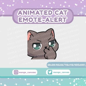 Geanimeerde grijze kat-emotemelding / Watching You-emotemelding
