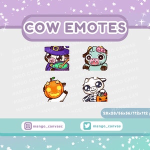 Twitch Emotes-Brown Cow Halloween Emotes