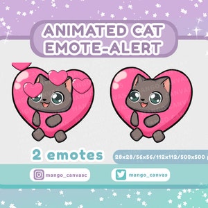 Animierter Emote-Alarm „Graue Katze“/Herz-Emote-Alarm