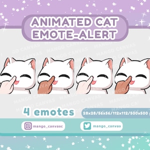 Geanimeerde witte kat emotemelding/boop-emotemelding