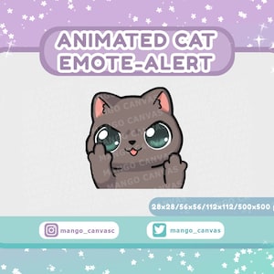 Alerta de gesto de gato gris animado/Alerta de gesto de dedo medio