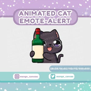アニメーション黒猫エモートアラート /ワインエモートアラート